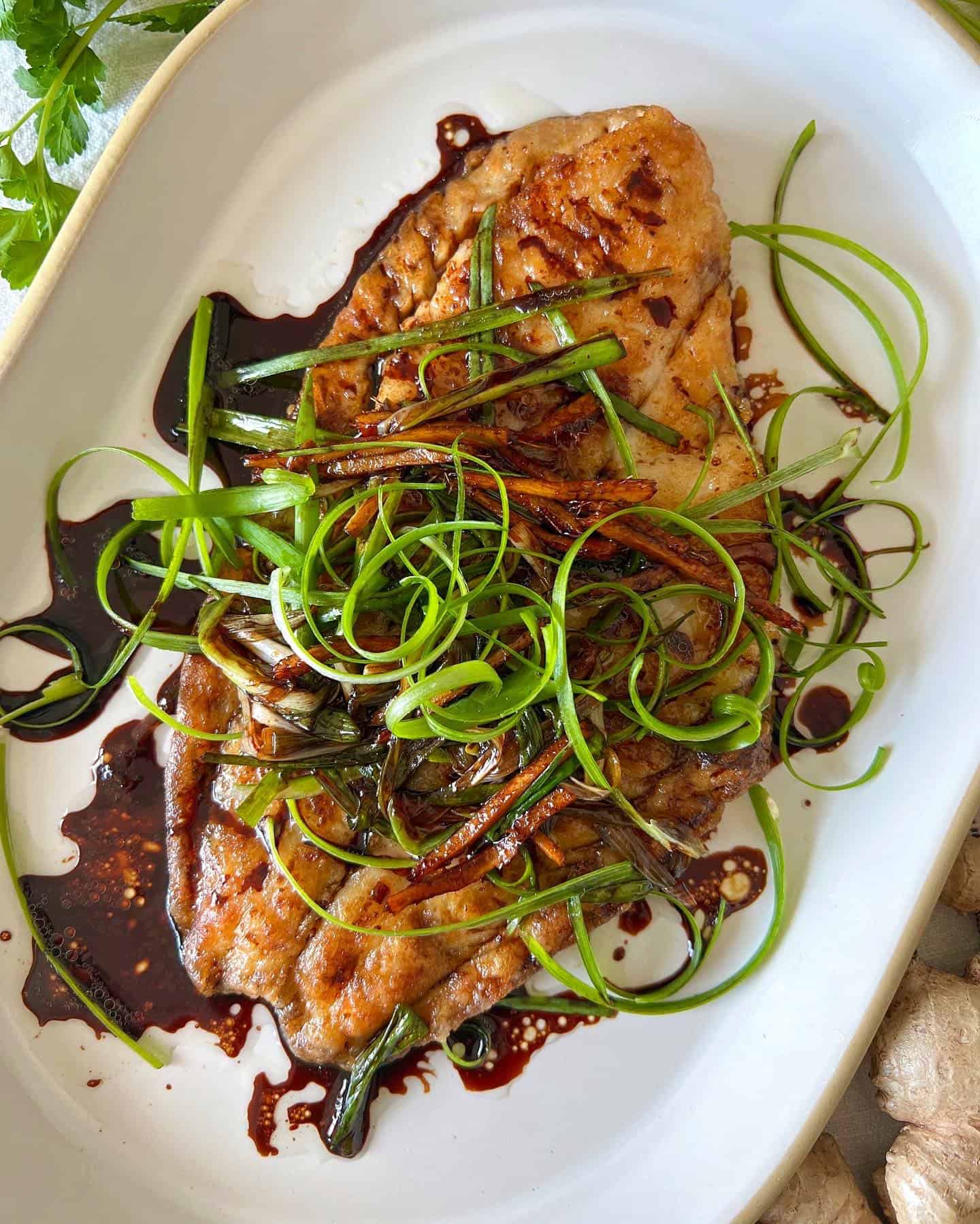 PanFried Scallion Ginger Maine Flounder Maine Seafood